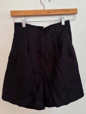 Linen Handmade Studio Black Linen Shorts